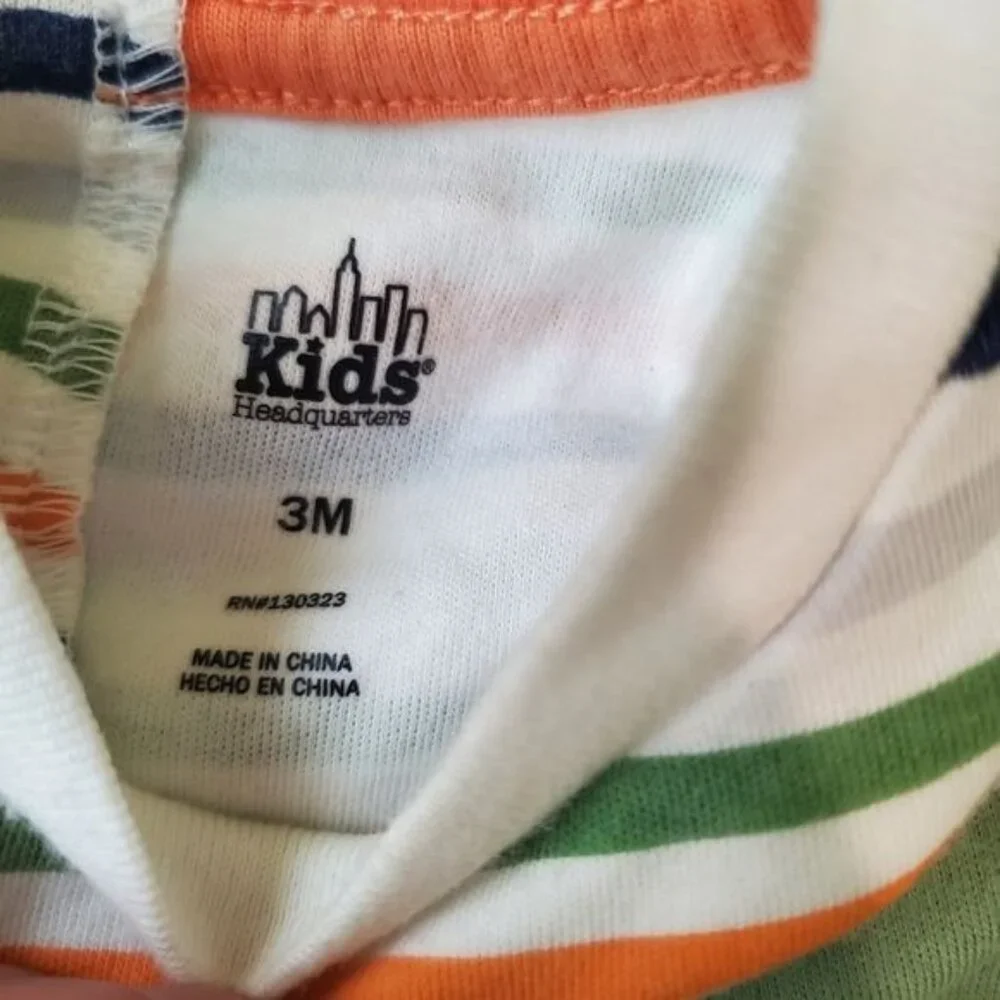 Kids Headquarters Rompers 3 Months set of two striped shorts green blue dinosaur